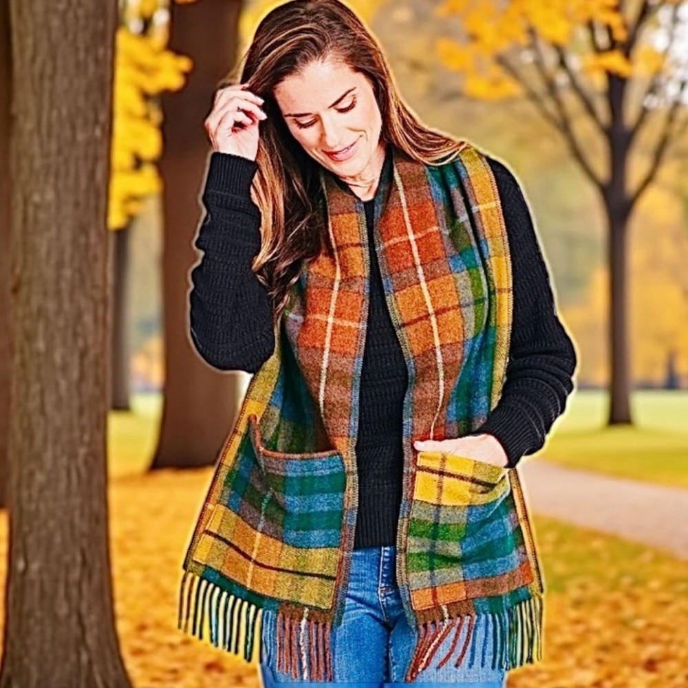 Patrick King Woollen Company Deluxe Wool Fringe Multicolor Scarf